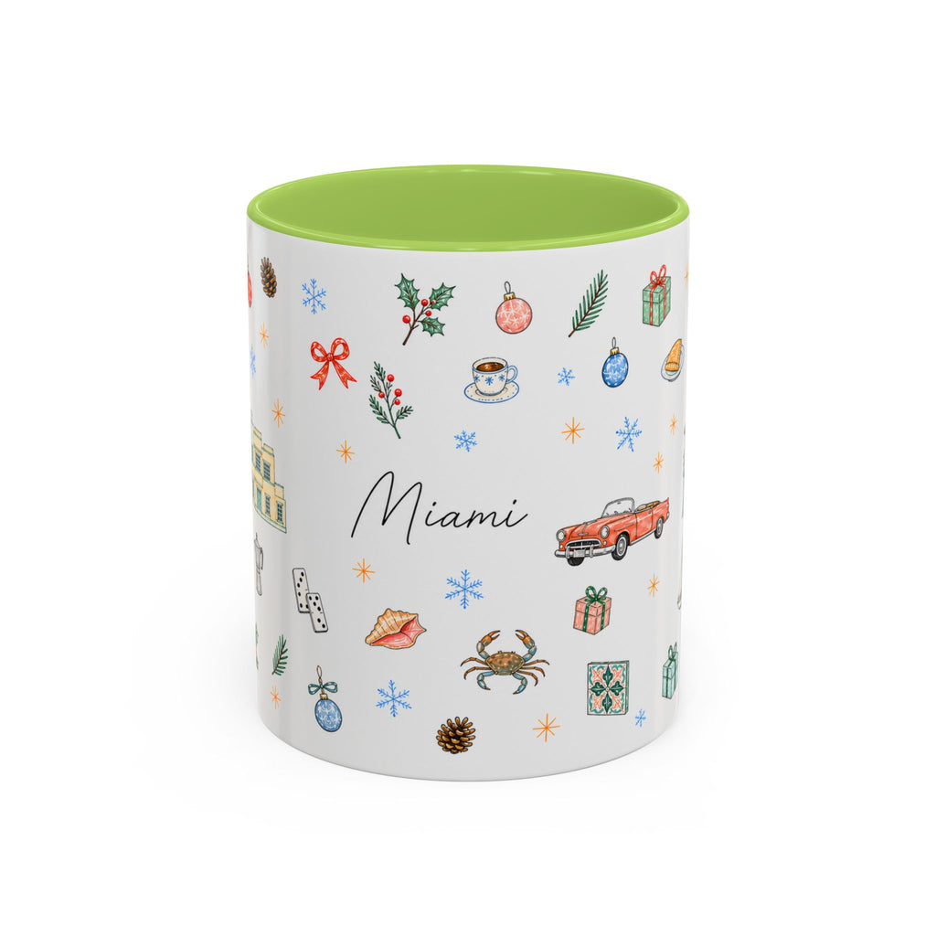 Miami Christmas Mug | Watercolor Art Deco City Souvenir (11oz/15oz)