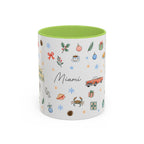 Miami Christmas Mug | Watercolor Art Deco City Souvenir (11oz/15oz)