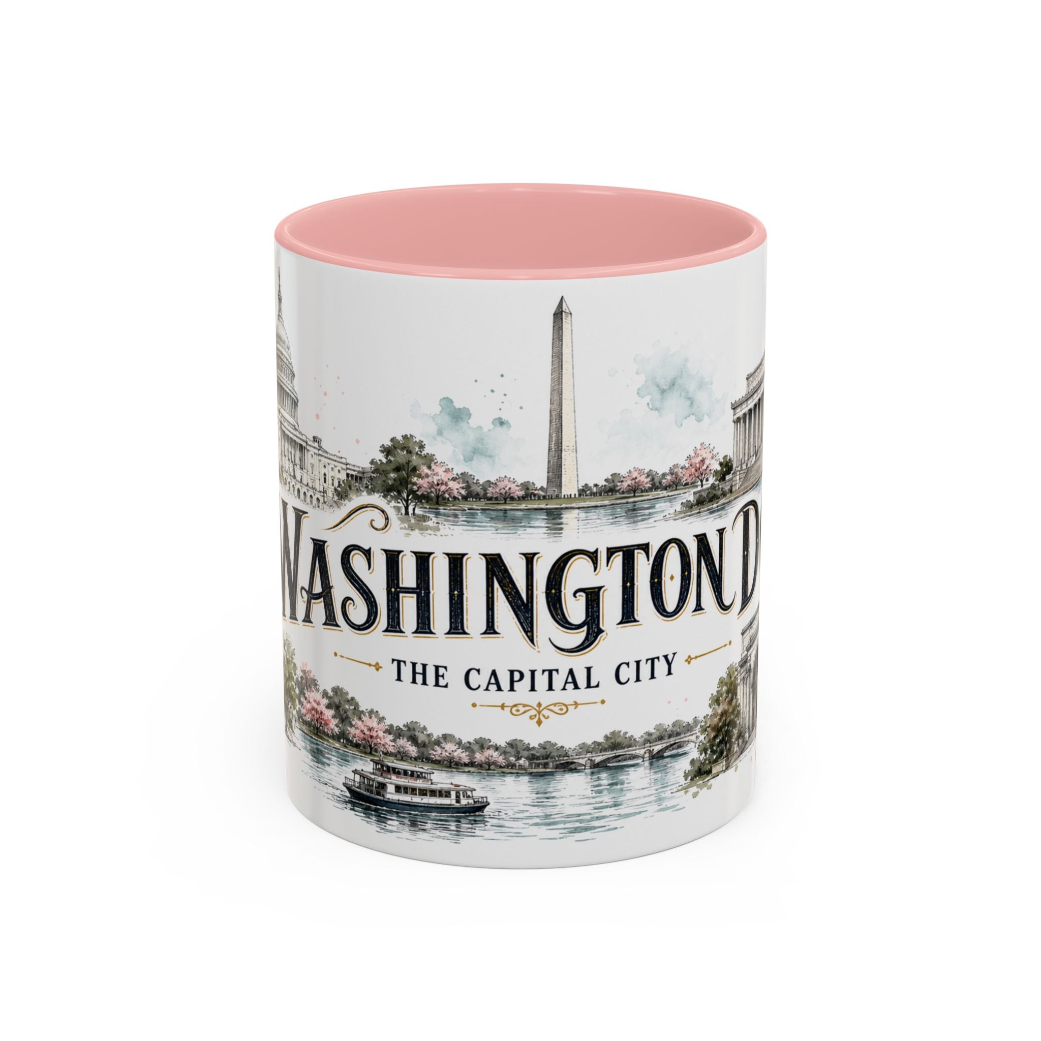 Washington DC Coffee Mug | United States Travel Souvenir | Vintage Illustrated City Gift | 11 oz 15 oz Accent Mug