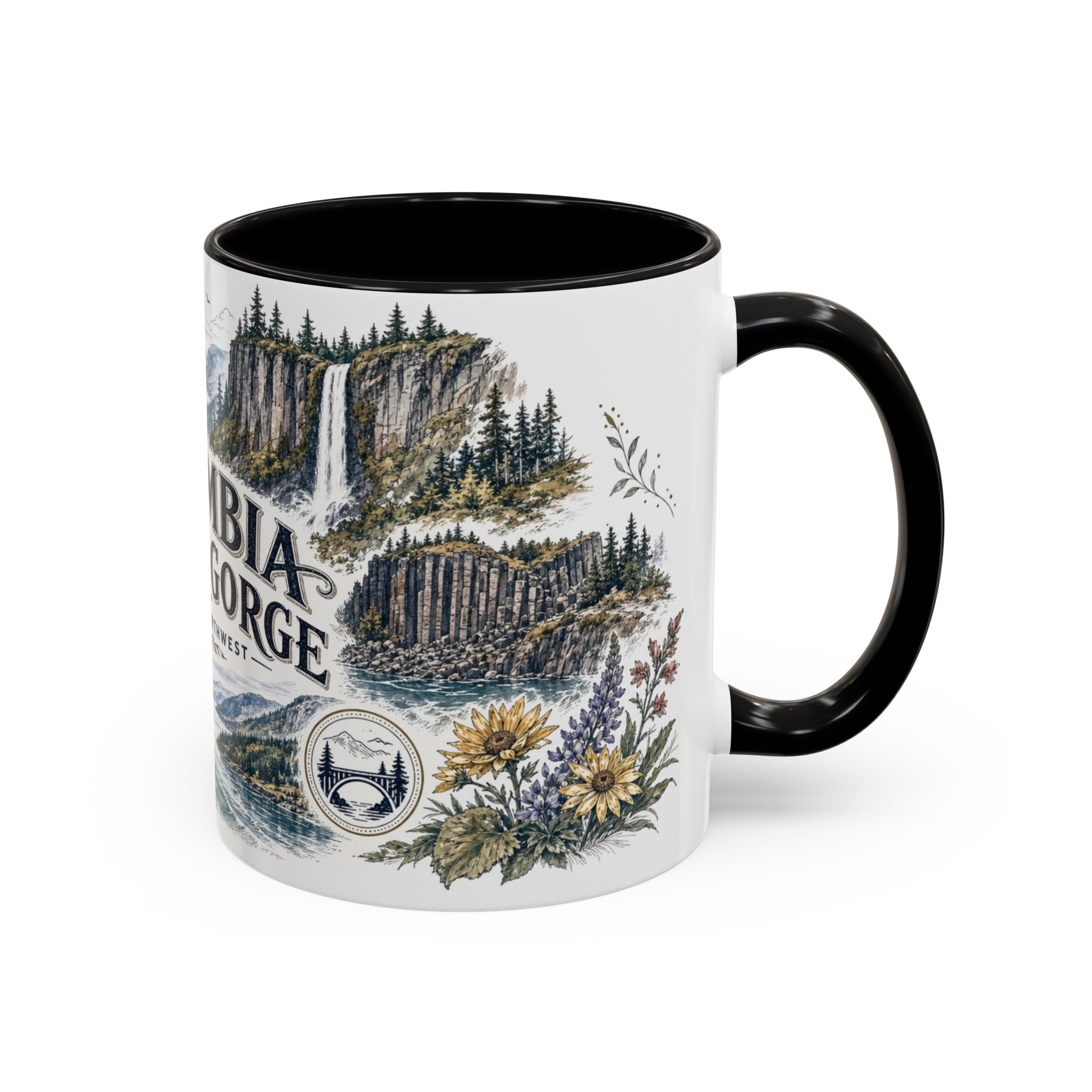 Columbia River Gorge Mug, Pacific Northwest Travel Souvenir, Bucket List Gift, Accent Ceramic Coffee Mug 11oz 15oz