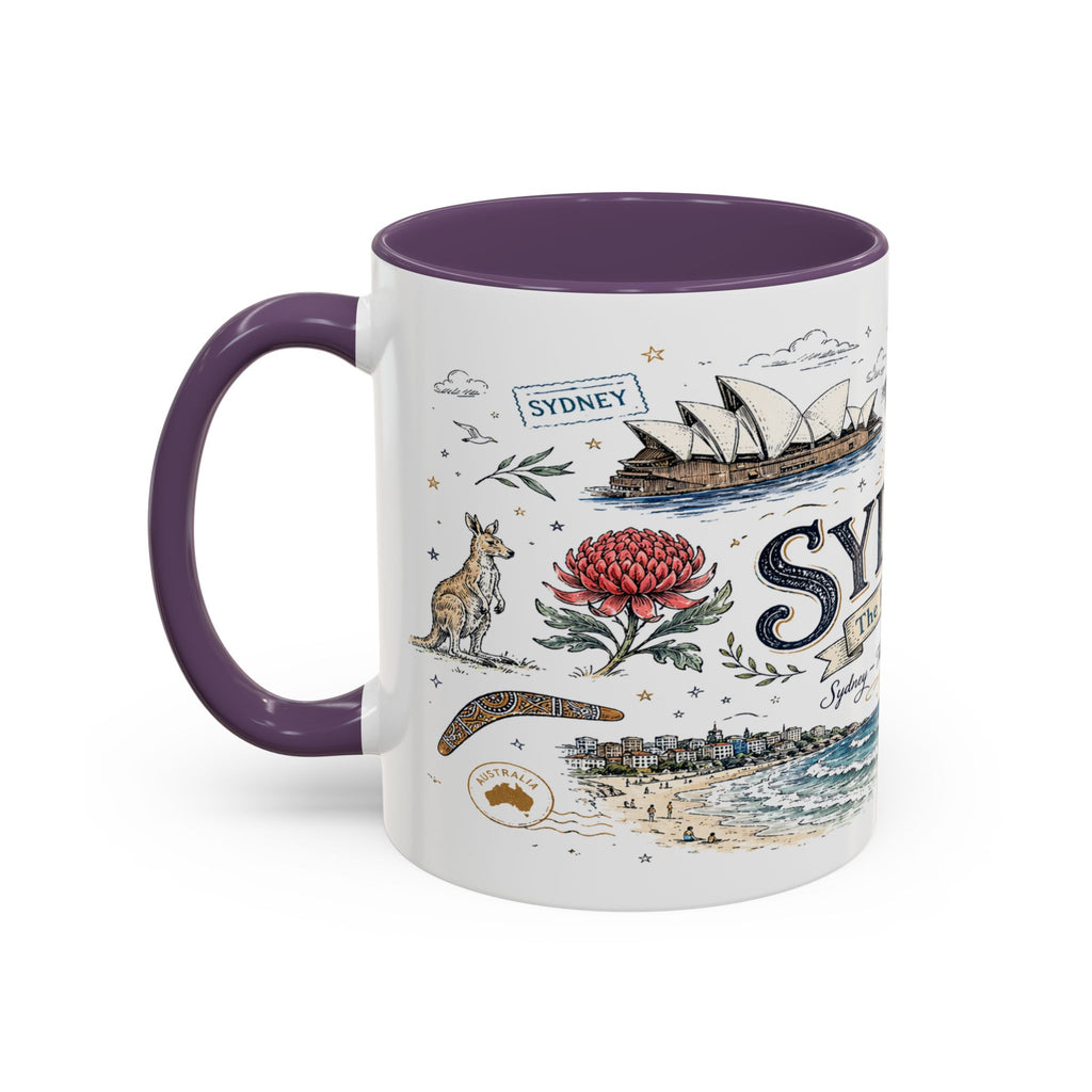 Sydney Coffee Mug | Australia Souvenir Travel Gift | Accent Color Ceramic 11oz 15oz