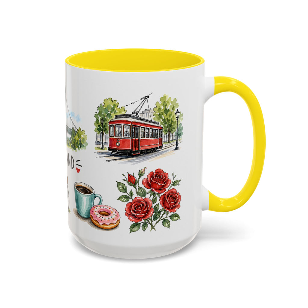 Portland Illustrated Travel Mug | City Souvenir Accent Coffee Mug | 11oz 15oz Ceramic Cup