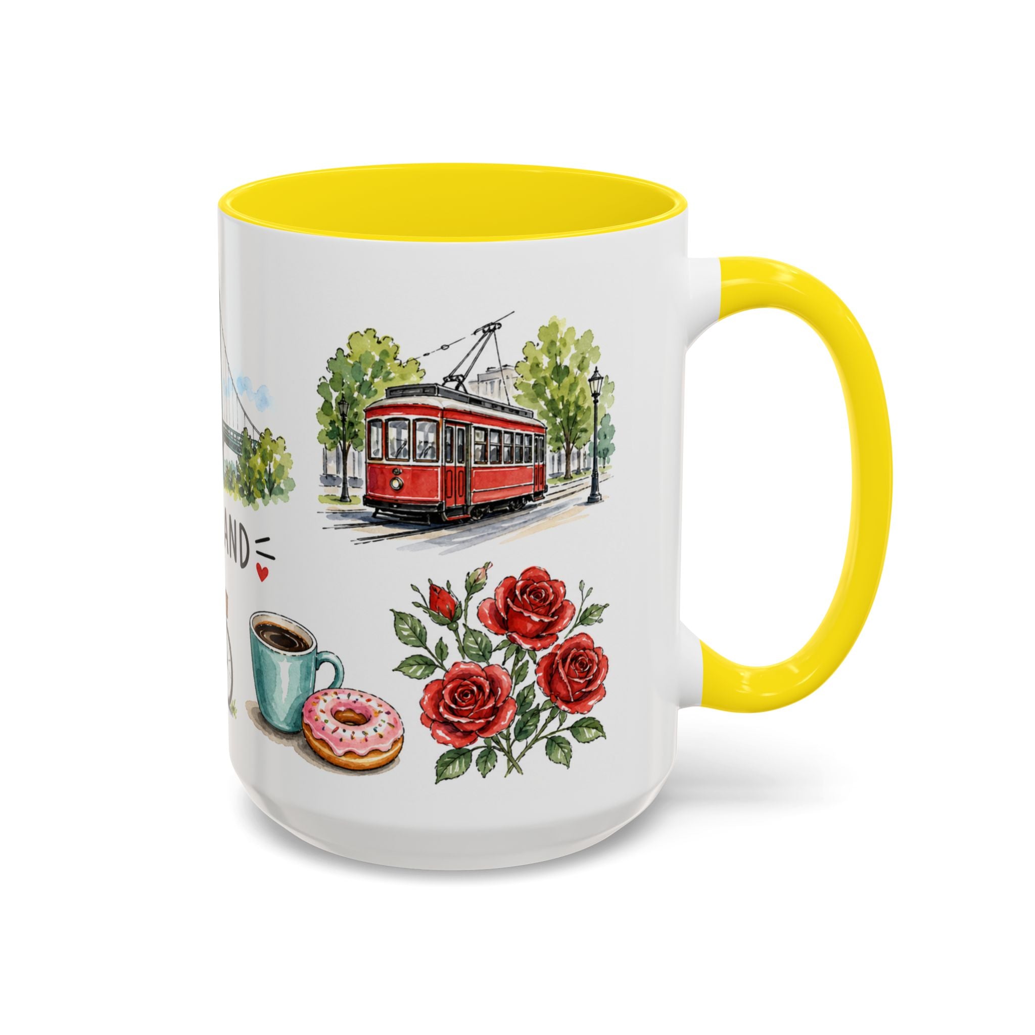 Portland Illustrated Travel Mug | City Souvenir Accent Coffee Mug | 11oz 15oz Ceramic Cup
