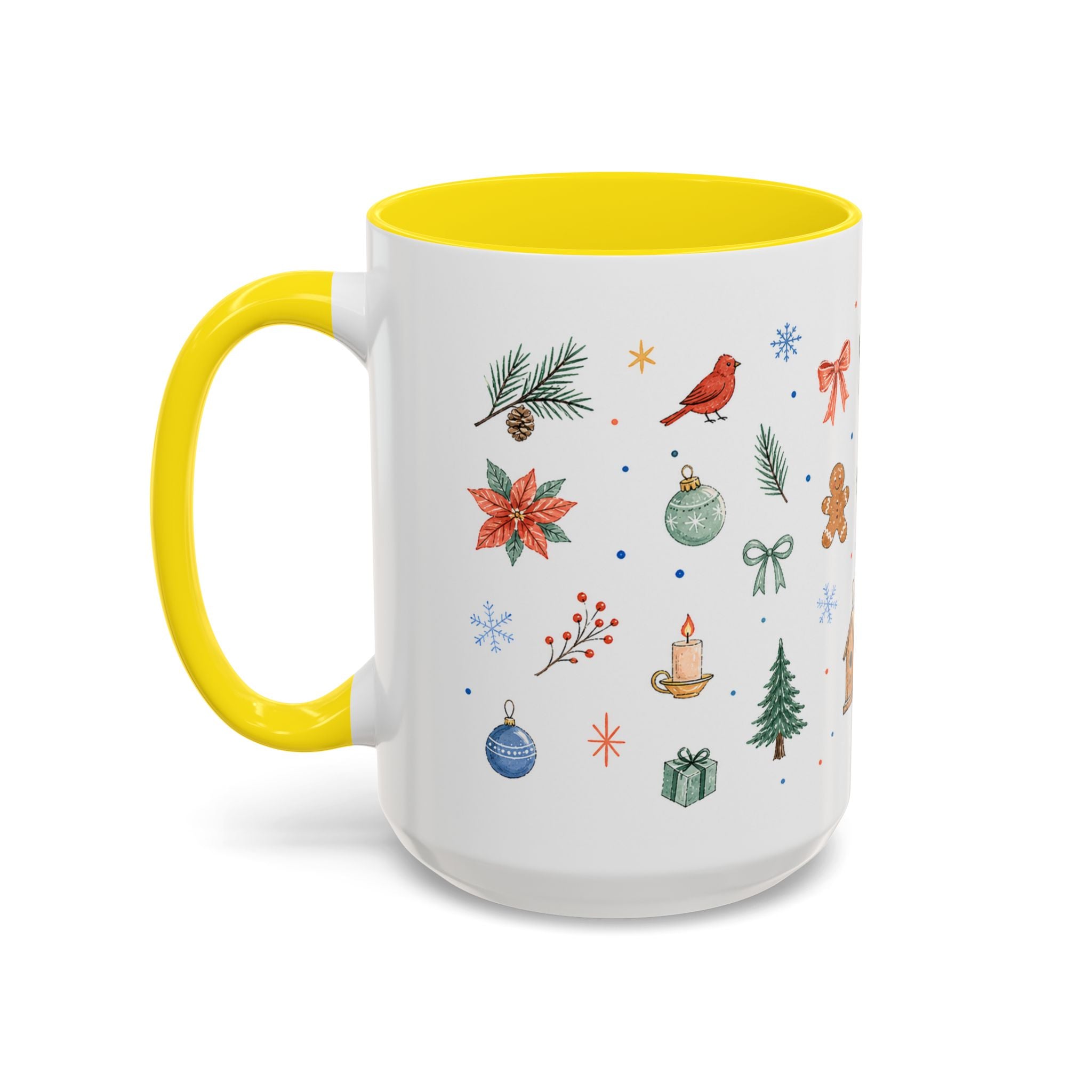 Woodland Christmas Mug | Deer Bird Watercolor Holiday Gift | Accent Cup 11oz 15oz