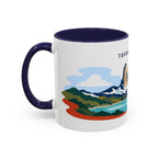 Torres del Paine Coffee Mug | Travel Destination Souvenir Gift | Accent Color Ceramic 11oz 15oz