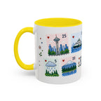 Seattle Coffee Mug | Postage Stamp Collage Mug | Travel Souvenir Accent Cup 11oz 15oz