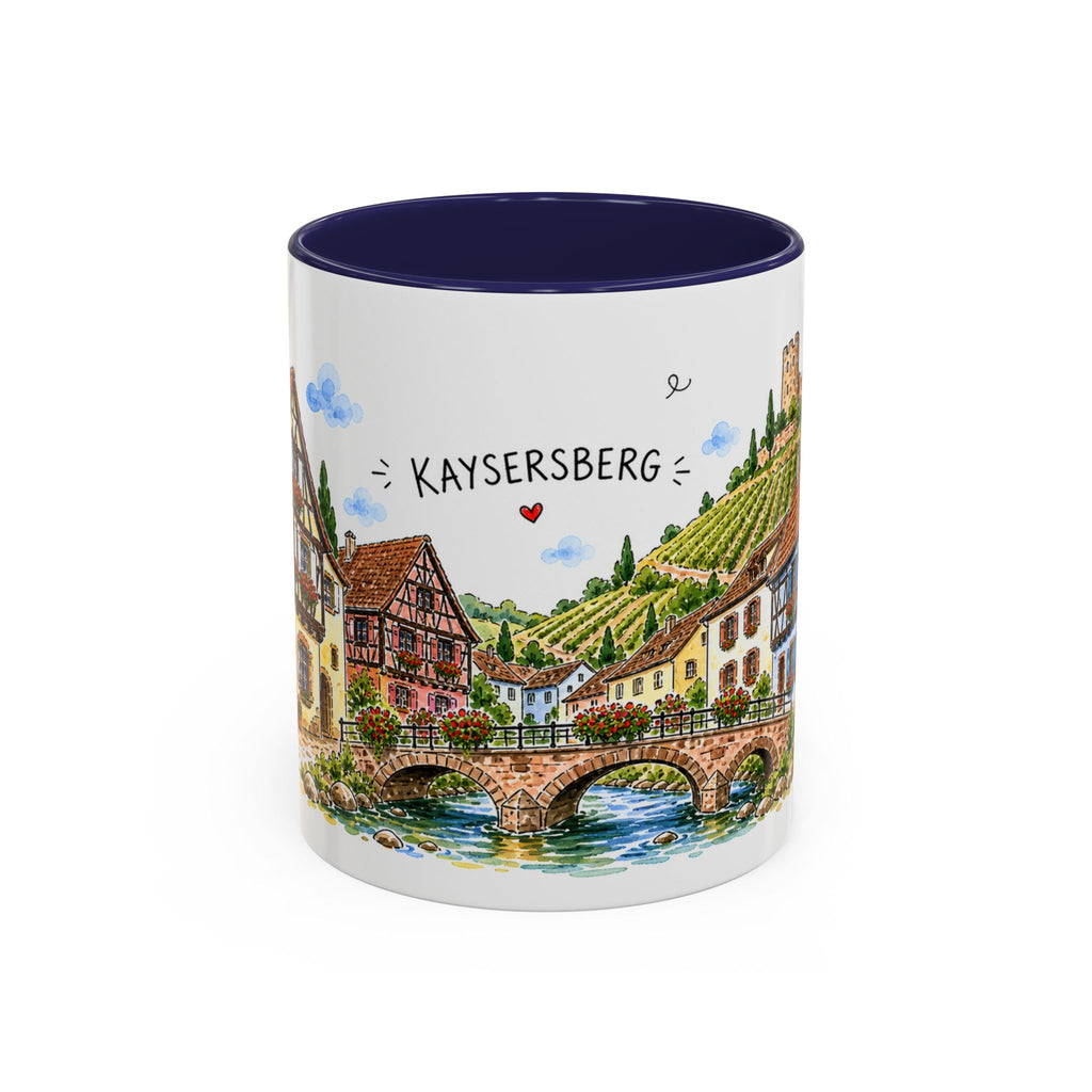 Kaysersberg Illustrated Travel Mug | France Souvenir Accent Coffee Mug | 11oz 15oz Ceramic Cup