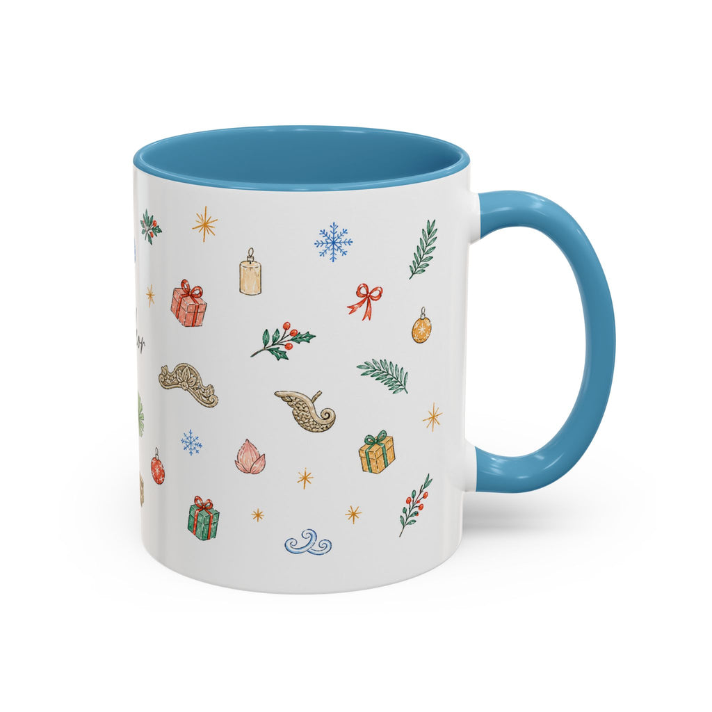 Angkor Christmas Mug | Watercolor Travel Souvenir | Holiday Gift | Accent Ceramic Coffee Cup 11oz 15oz