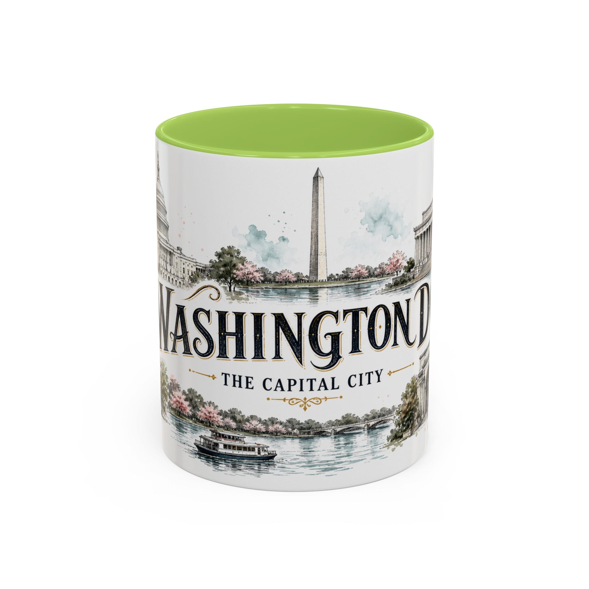 Washington DC Coffee Mug | United States Travel Souvenir | Vintage Illustrated City Gift | 11 oz 15 oz Accent Mug