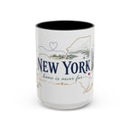 New York State Map Mug | Botanical Rose Accents, Long Distance Friendship Gift