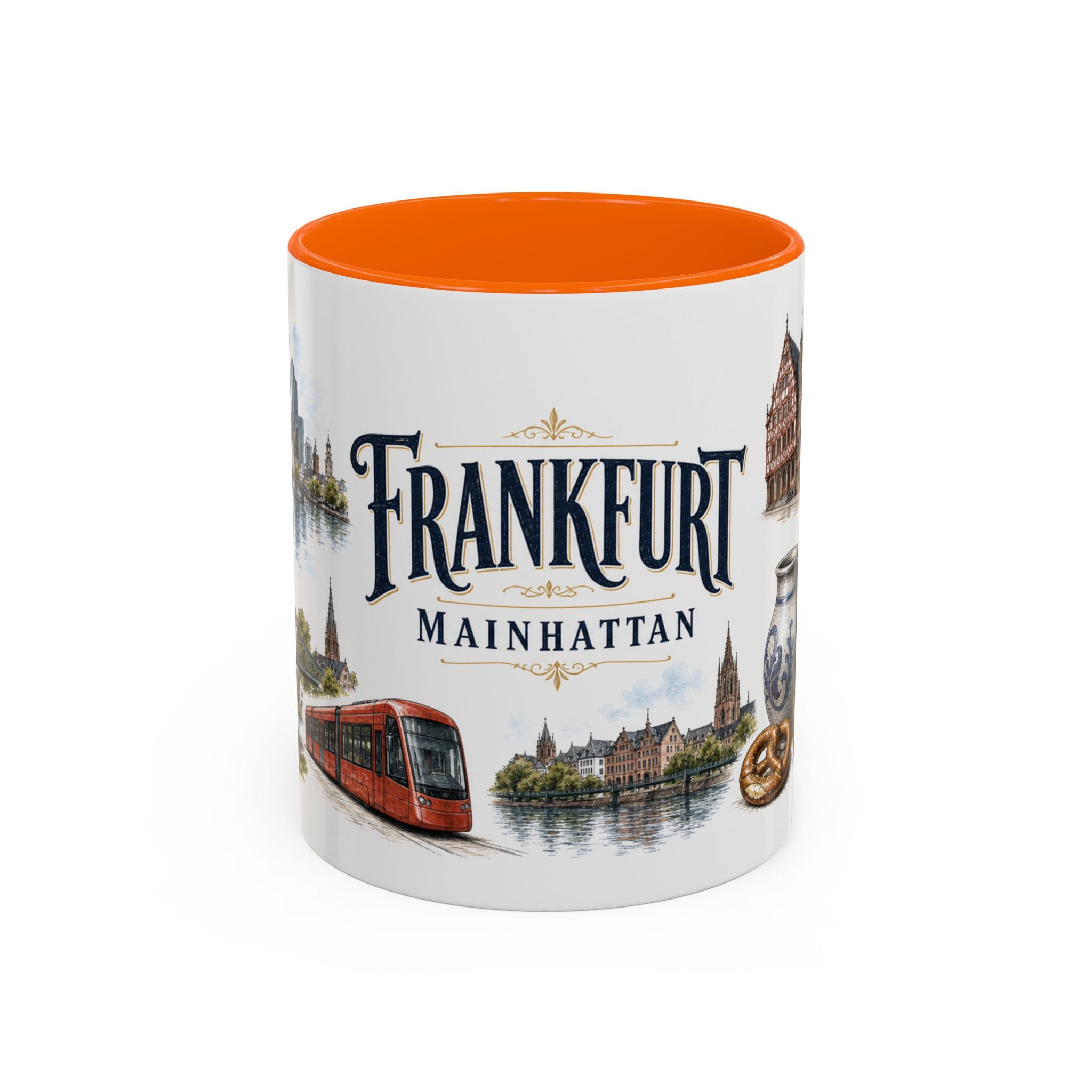 Frankfurt Coffee Mug | Germany Travel Souvenir | Vintage Illustrated City Gift | 11 oz 15 oz Accent Mug
