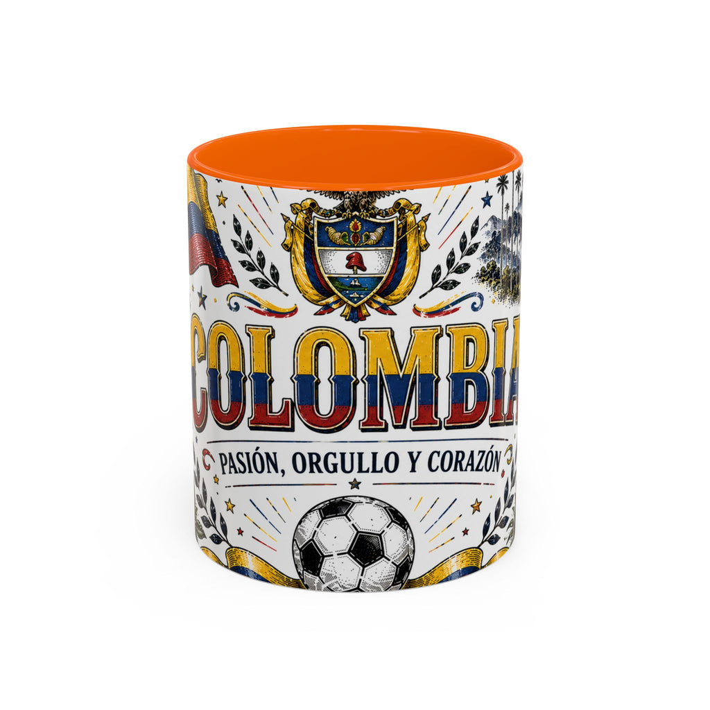 Colombia Soccer Coffee Mug | World Cup Fan Gift | Accent Color Ceramic 11oz 15oz Match Day Cup