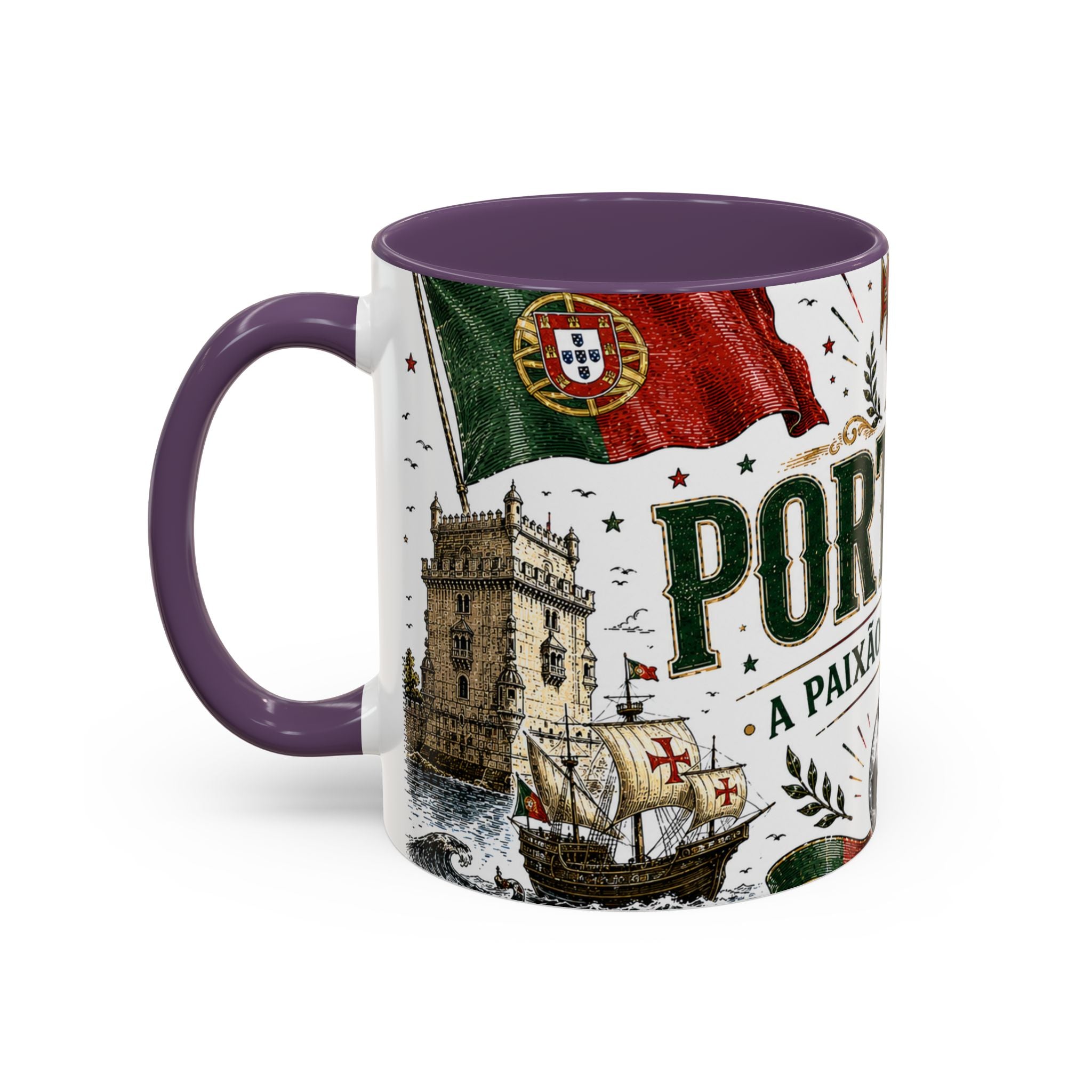 Portugal Soccer Coffee Mug | World Cup Fan Gift | Accent Color Ceramic 11oz 15oz Match Day Cup