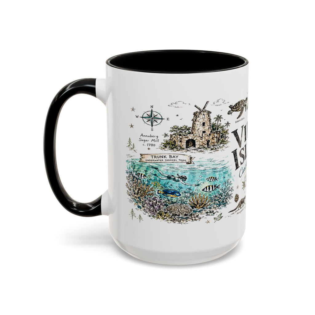 Virgin Islands National Park Coffee Mug | Caribbean Beach Snorkeling Reef Gift | Accent Color Ceramic 11oz 15oz