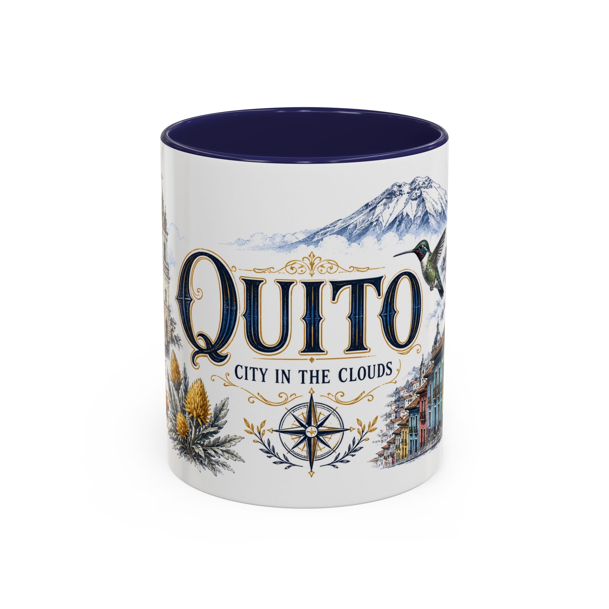 Quito Coffee Mug | Ecuador Travel Souvenir | Vintage Illustrated City Gift | 11 oz 15 oz Accent Mug
