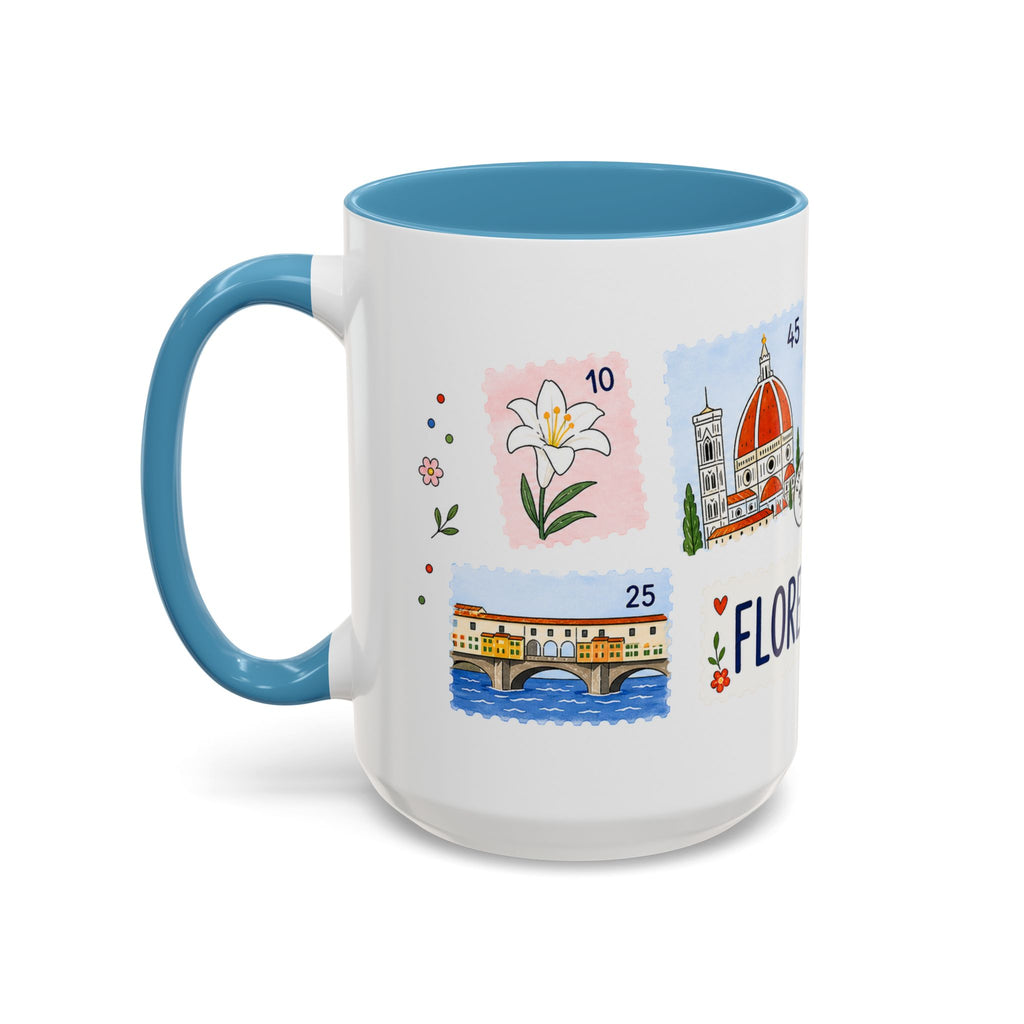 Florence Coffee Mug | Postage Stamp Collage Mug | Travel Souvenir Accent Cup 11oz 15oz