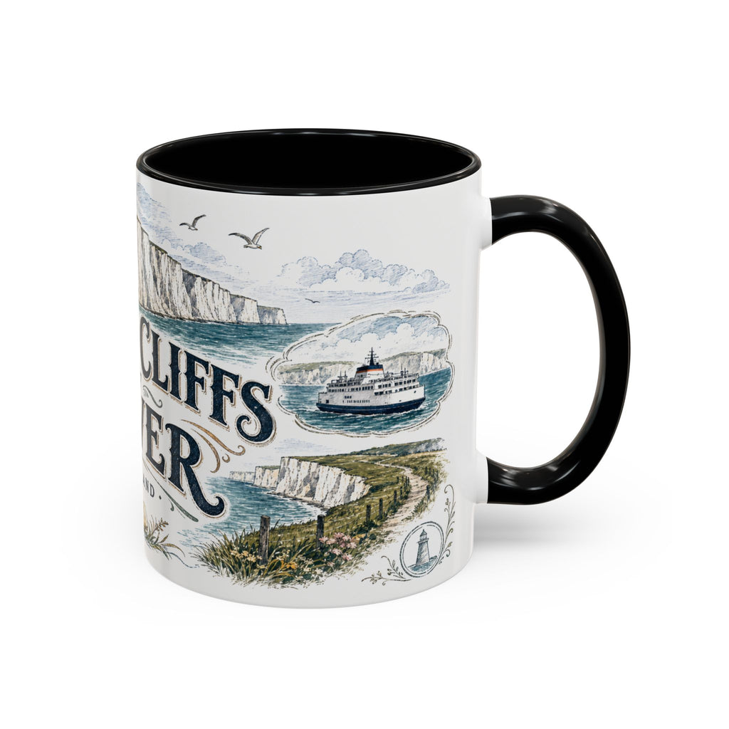 White Cliffs of Dover Mug, England Travel Souvenir, Bucket List Gift, Accent Ceramic Coffee Mug 11oz 15oz