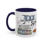 Singapore Coffee Mug | Asia Souvenir Travel Gift | Accent Color Ceramic 11oz 15oz