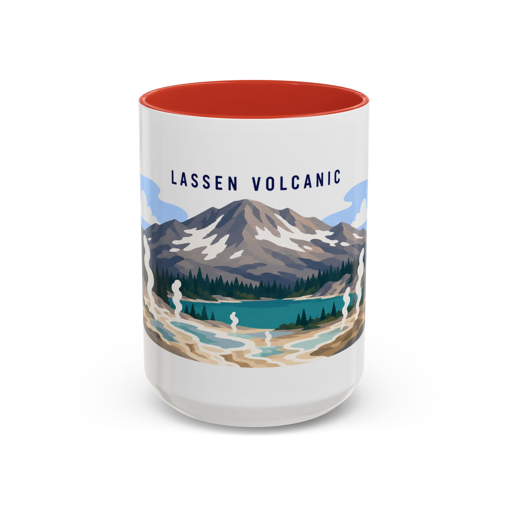 Lassen Volcanic National Park Coffee Mug | Solid Color Block Park Souvenir | 11oz 15oz Accent Mug