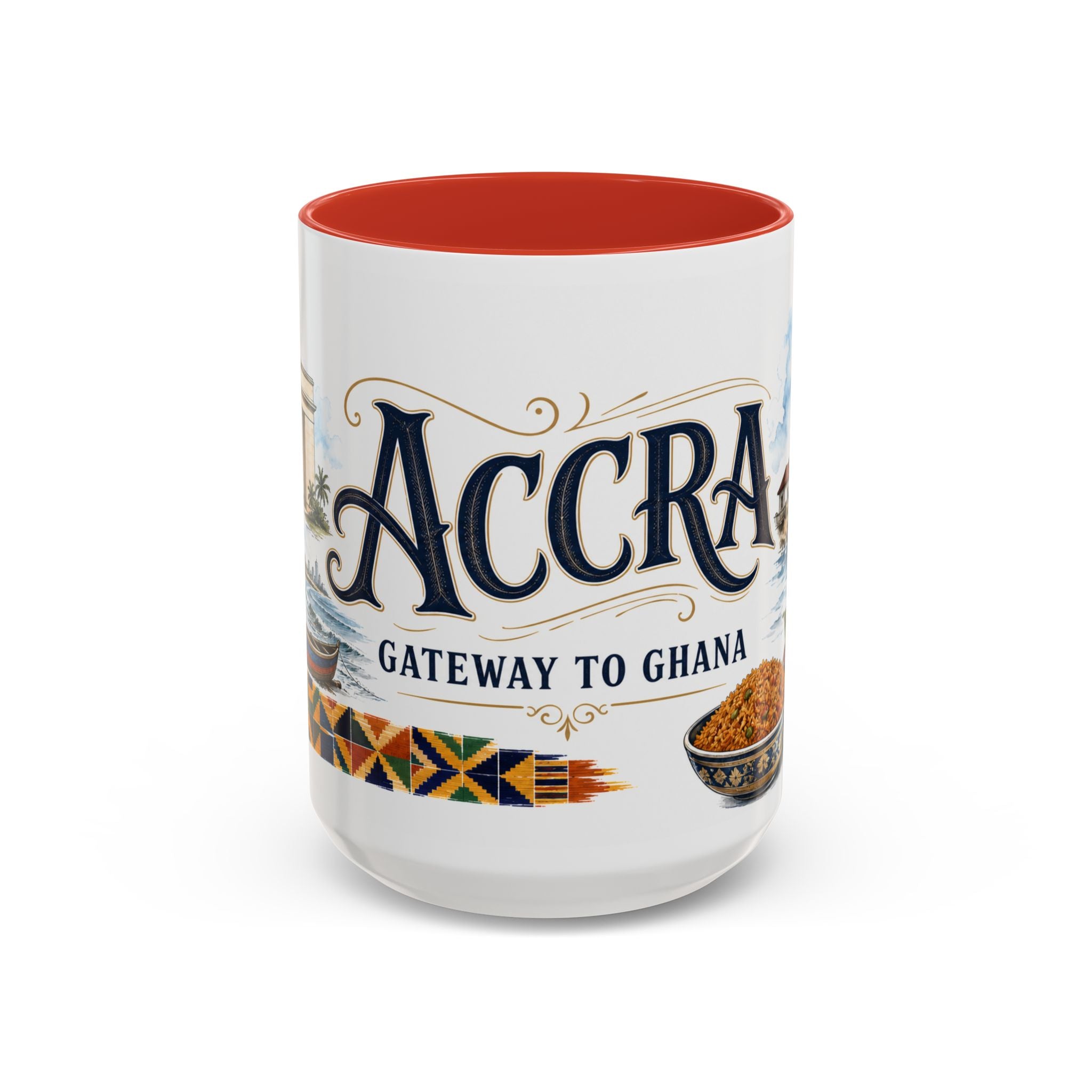 Accra Coffee Mug | Ghana Travel Souvenir | Vintage Illustrated City Gift | 11 oz 15 oz Accent Mug