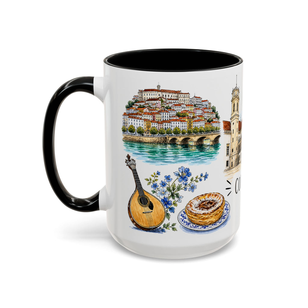 Coimbra Illustrated Travel Mug | City Souvenir Accent Coffee Mug | 11oz 15oz Ceramic Cup