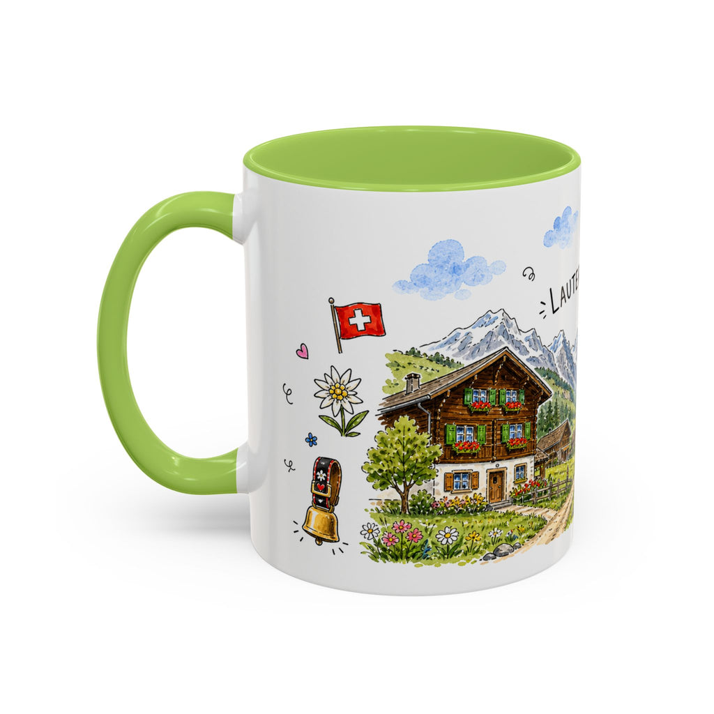Lauterbrunnen Illustrated Travel Mug | Switzerland Souvenir Accent Coffee Mug | 11oz 15oz Ceramic Cup