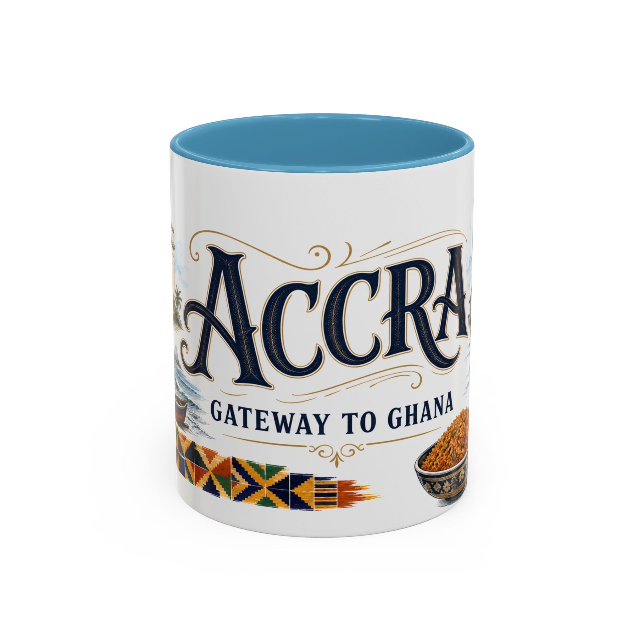 Accra Coffee Mug | Ghana Travel Souvenir | Vintage Illustrated City Gift | 11 oz 15 oz Accent Mug