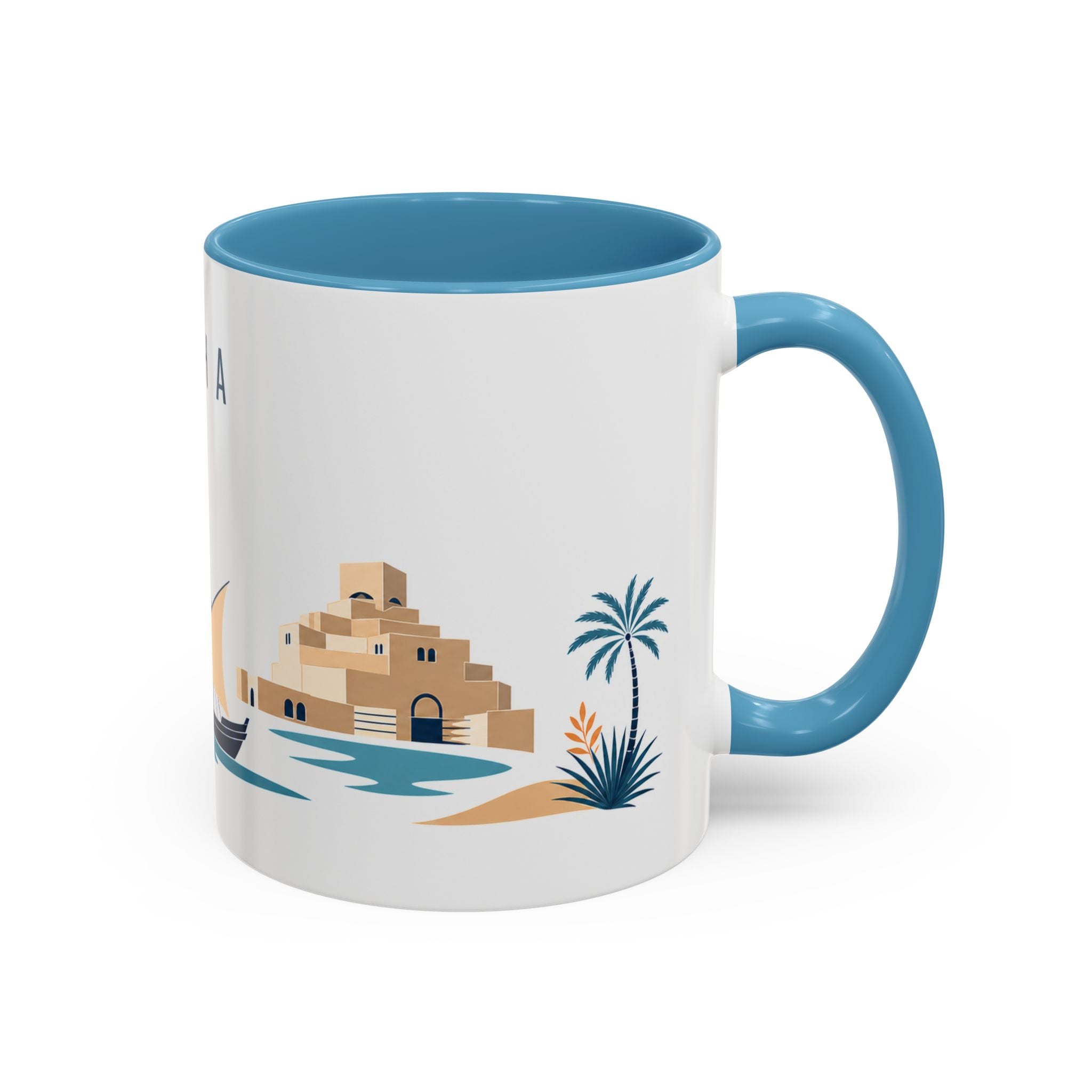 Doha Coffee Mug | Qatar Travel Souvenir | Porcelain Decal City Gift | 11oz 15oz Accent Mug