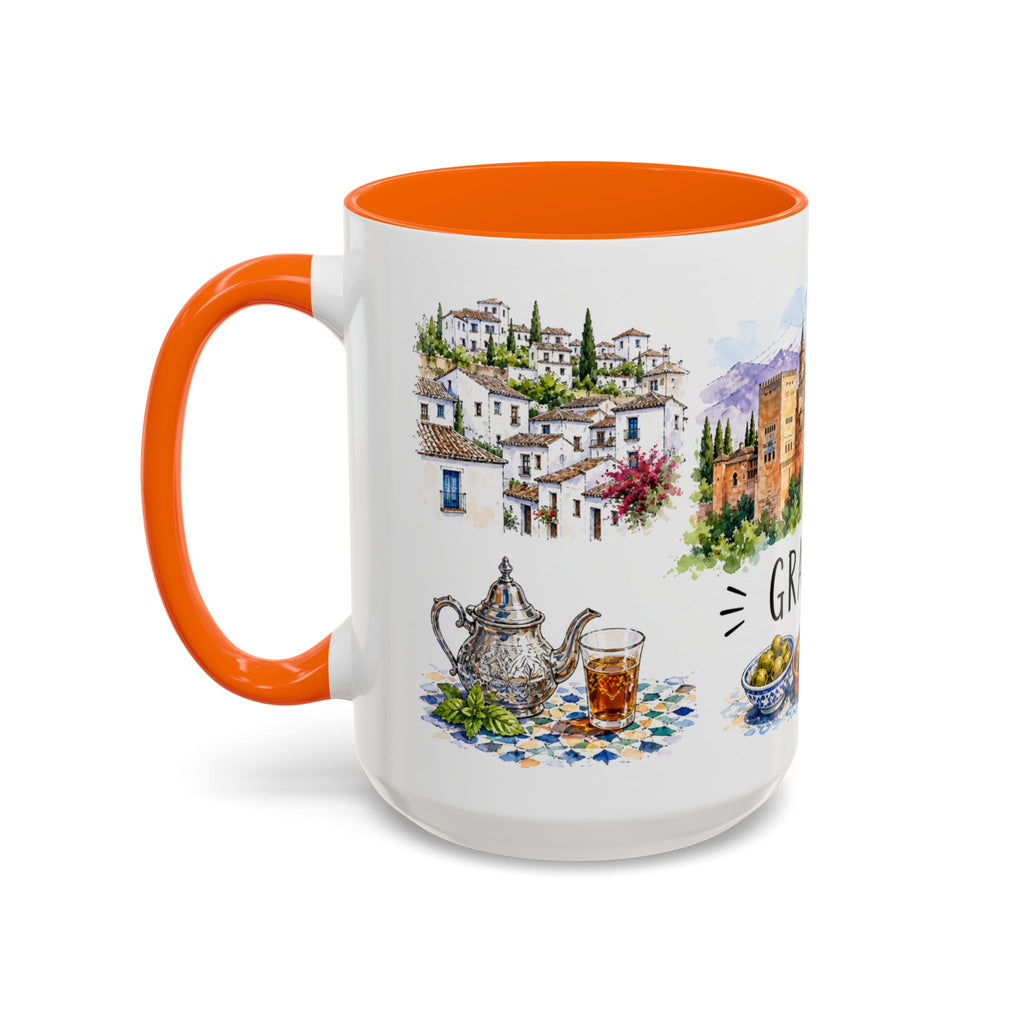 Granada Illustrated Travel Mug | City Souvenir Accent Coffee Mug | 11oz 15oz Ceramic Cup