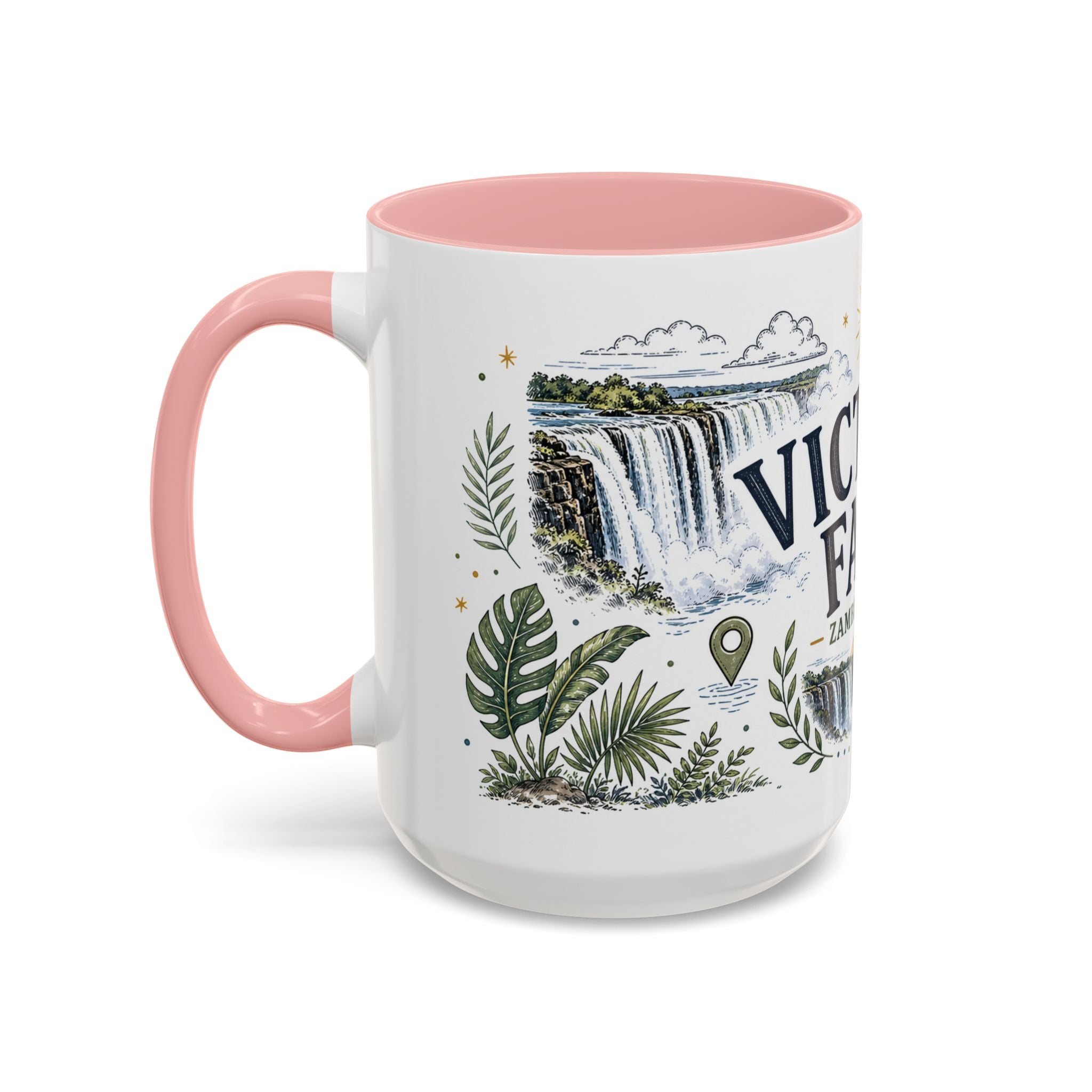 Victoria Falls Coffee Mug | Travel Destination Souvenir Gift | Accent Color Ceramic 11oz 15oz