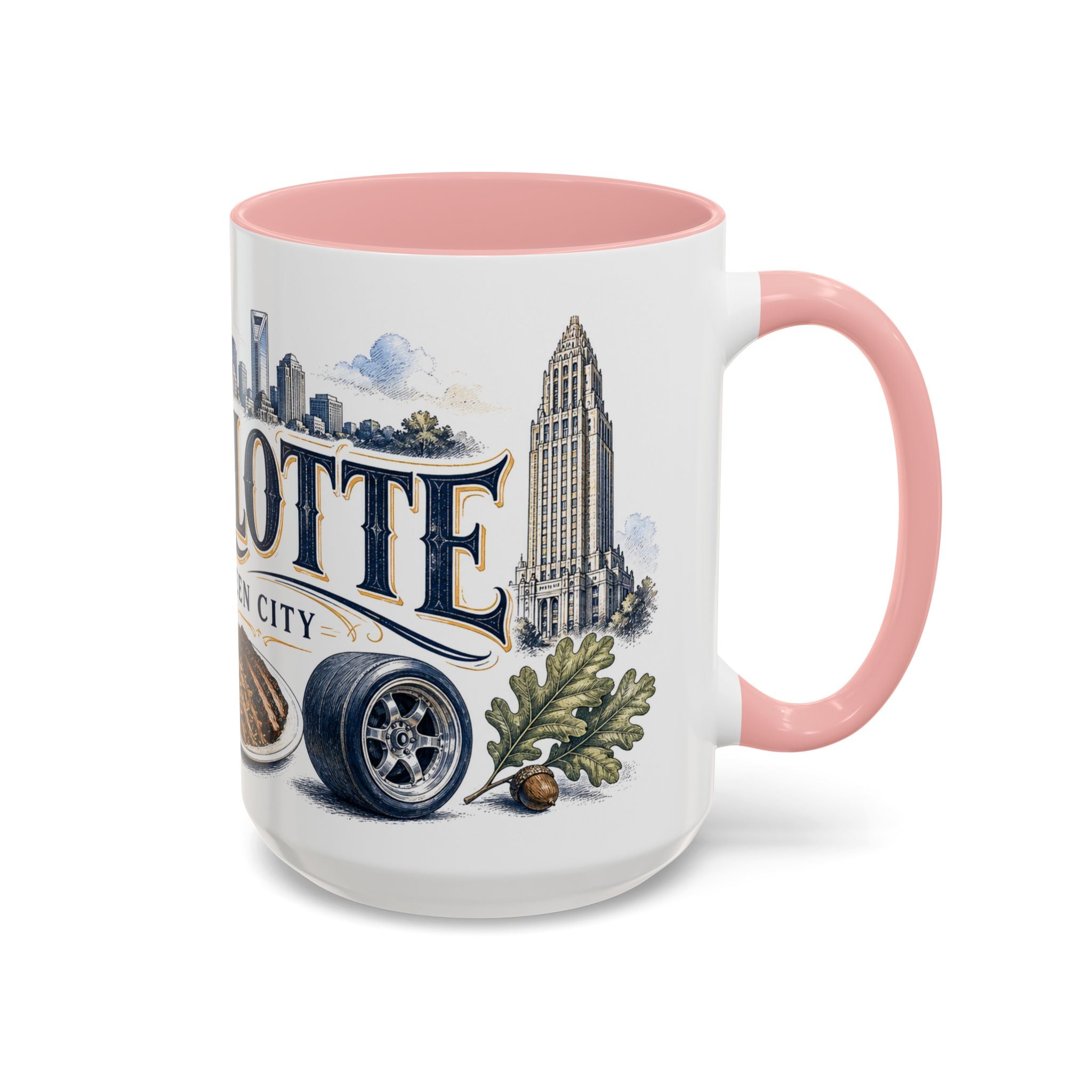 Charlotte Coffee Mug | United States Travel Souvenir | Vintage Illustrated City Gift | 11 oz 15 oz Accent Mug