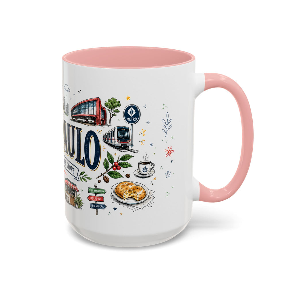 Sao Paulo Coffee Mug | Brazil Souvenir Travel Gift | Accent Color Ceramic 11oz 15oz