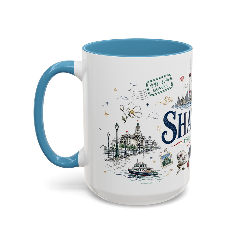 Shanghai Coffee Mug | China Souvenir Travel Gift | Accent Color Ceramic 11oz 15oz