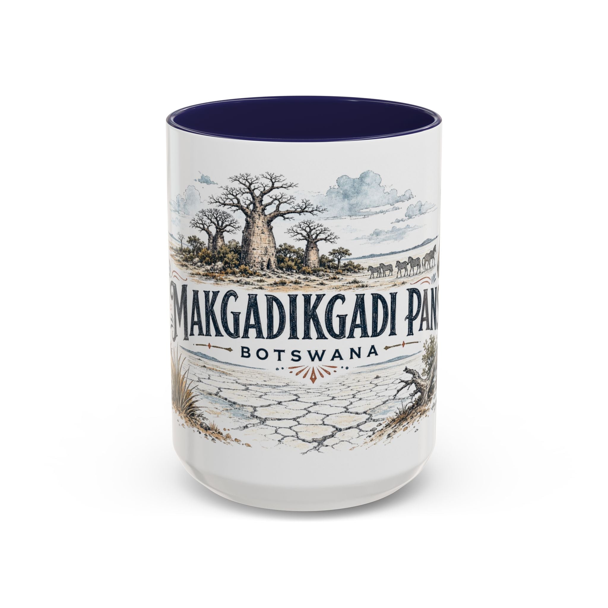Makgadikgadi Pans Mug, Botswana Travel Souvenir, Bucket List Gift, Accent Ceramic Coffee Mug 11oz 15oz