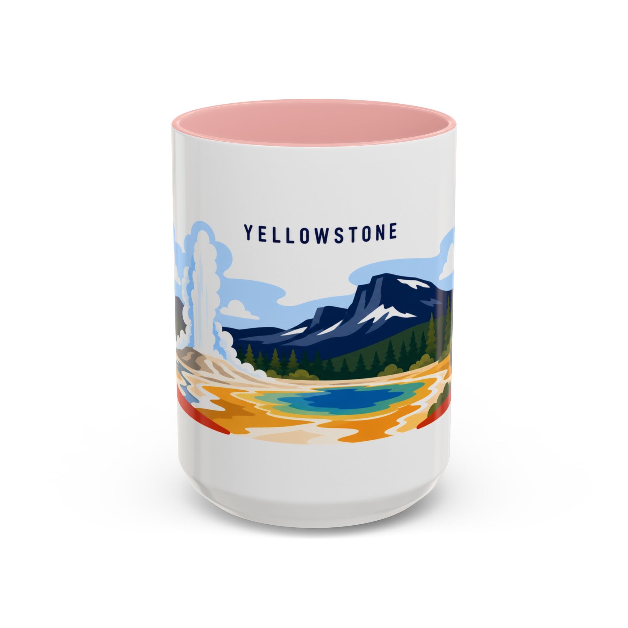 Yellowstone Coffee Mug | Travel Destination Souvenir Gift | Accent Color Ceramic 11oz 15oz