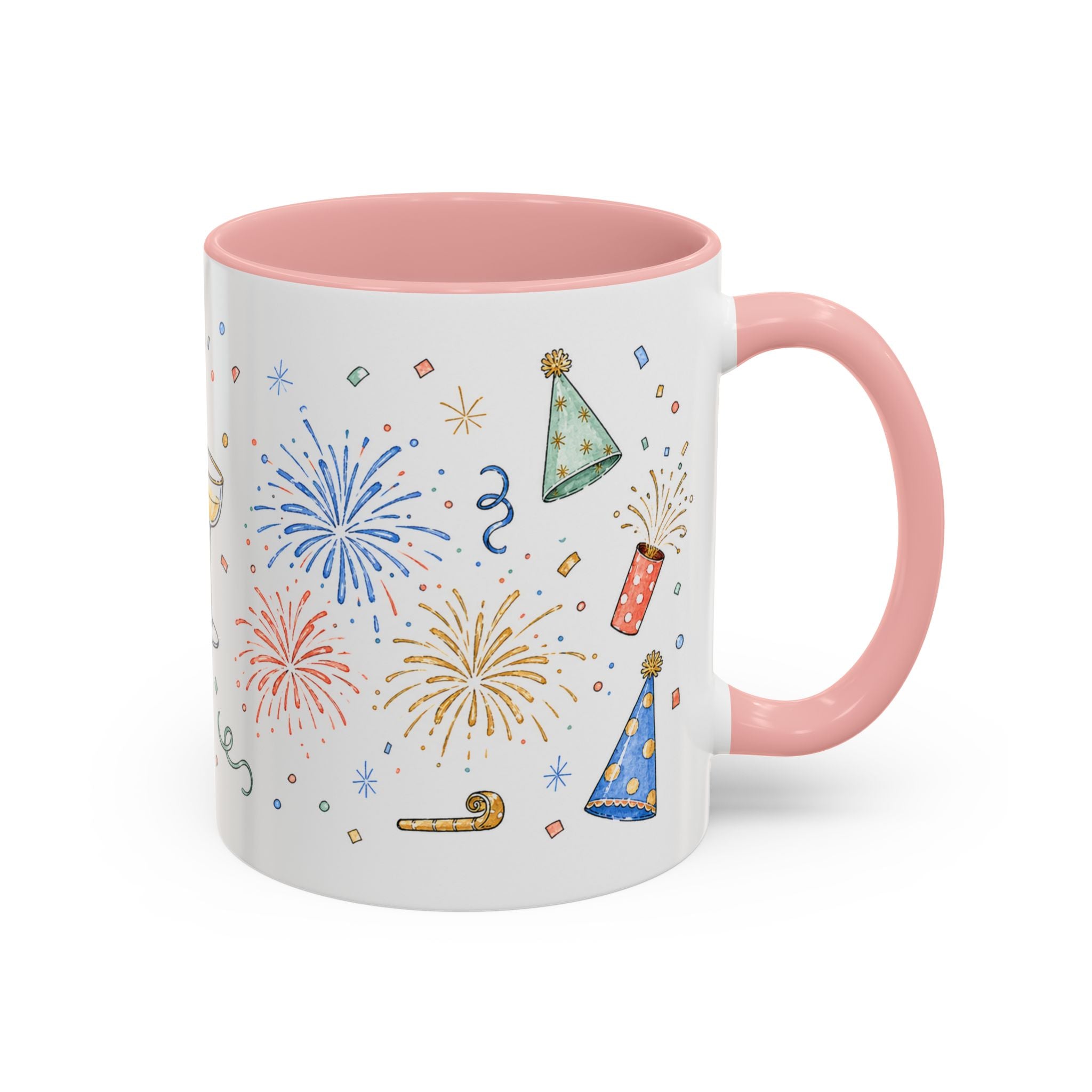 New Year Mug | Midnight Clock Toast Watercolor Celebration Gift | Accent Cup 11oz 15oz