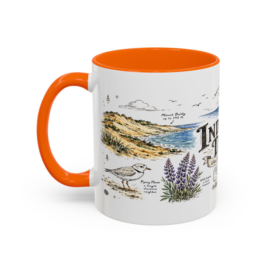 Indiana Dunes National Park Coffee Mug | Indiana Lake Michigan Beach Gift | Accent Color Ceramic 11oz 15oz