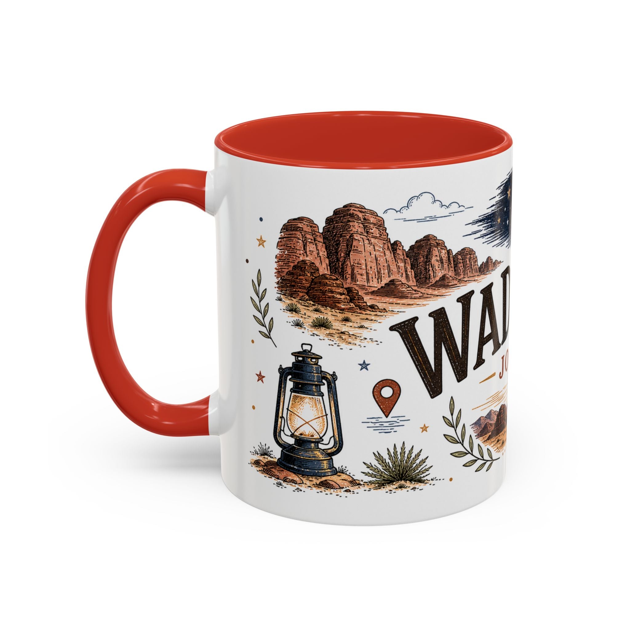 Wadi Rum Coffee Mug | Travel Destination Souvenir Gift | Accent Color Ceramic 11oz 15oz
