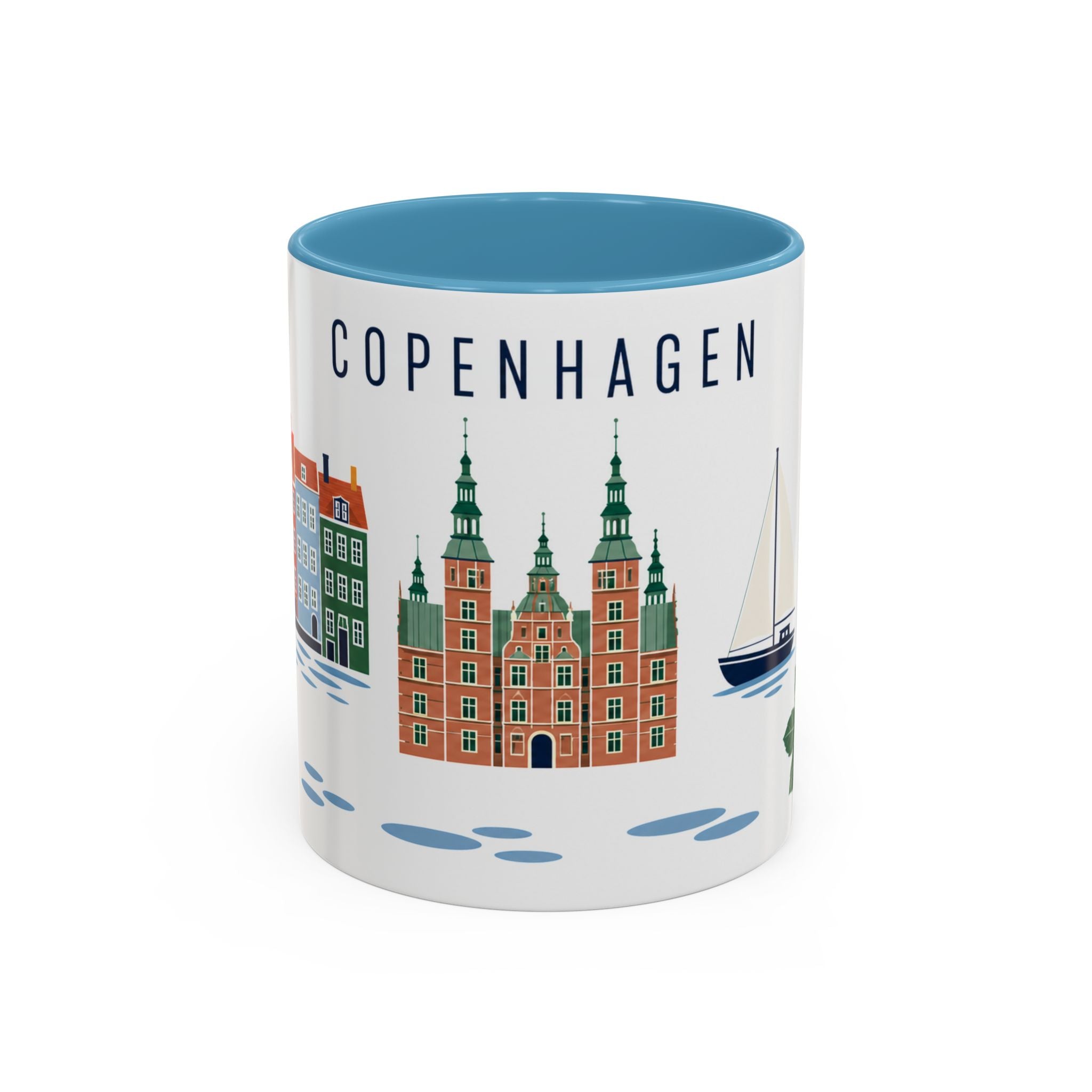 Copenhagen Coffee Mug | Denmark Travel Souvenir | Porcelain Decal City Gift | 11oz 15oz Accent Mug