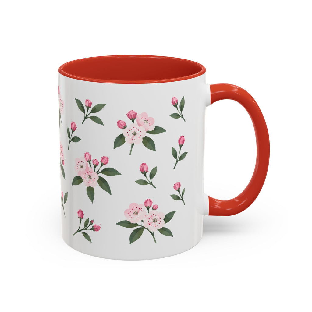 Connecticut Mountain Laurel Mug, State Flower Floral Coffee Cup, 11oz Botanical Gift