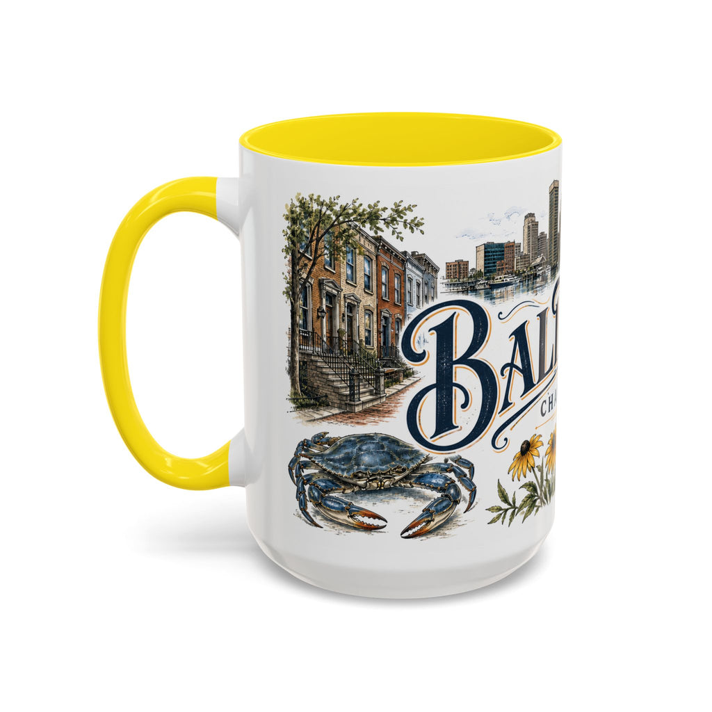 Baltimore Coffee Mug | United States Travel Souvenir | Vintage Illustrated City Gift | 11 oz 15 oz Accent Mug