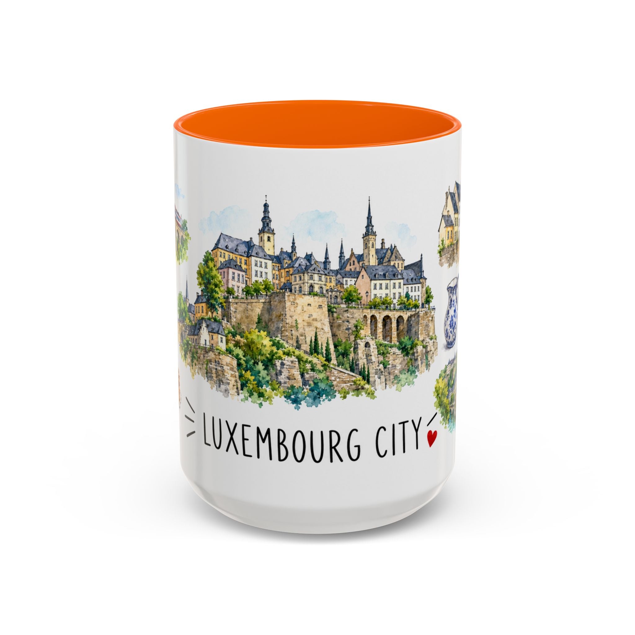 Luxembourg City Illustrated Travel Mug | City Souvenir Accent Coffee Mug | 11oz 15oz Ceramic Cup
