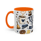 Teacher Fuel Coffee Mug | Powered by Coffee and Wine Funny Gift | Accent Color Ceramic 11oz 15oz