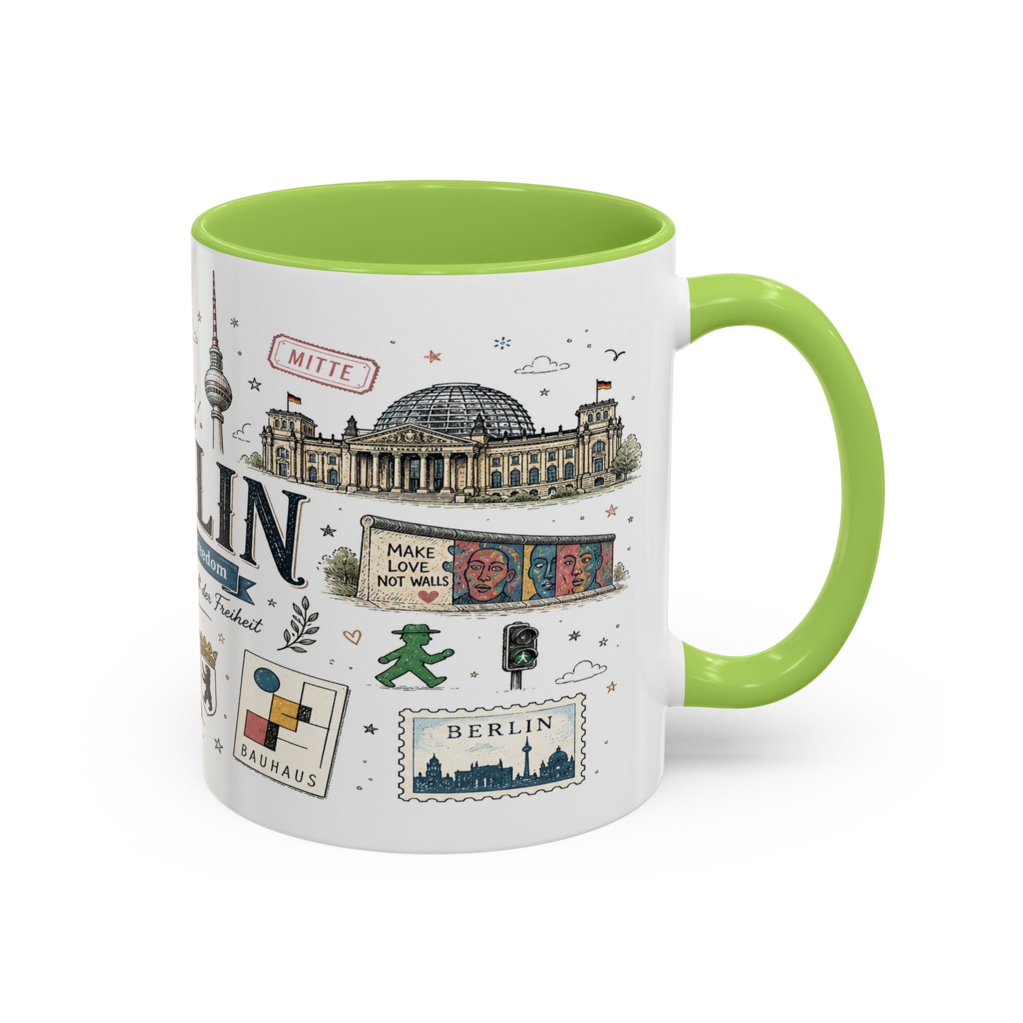 Berlin Coffee Mug | Germany Souvenir Travel Gift | Accent Color Ceramic 11oz 15oz