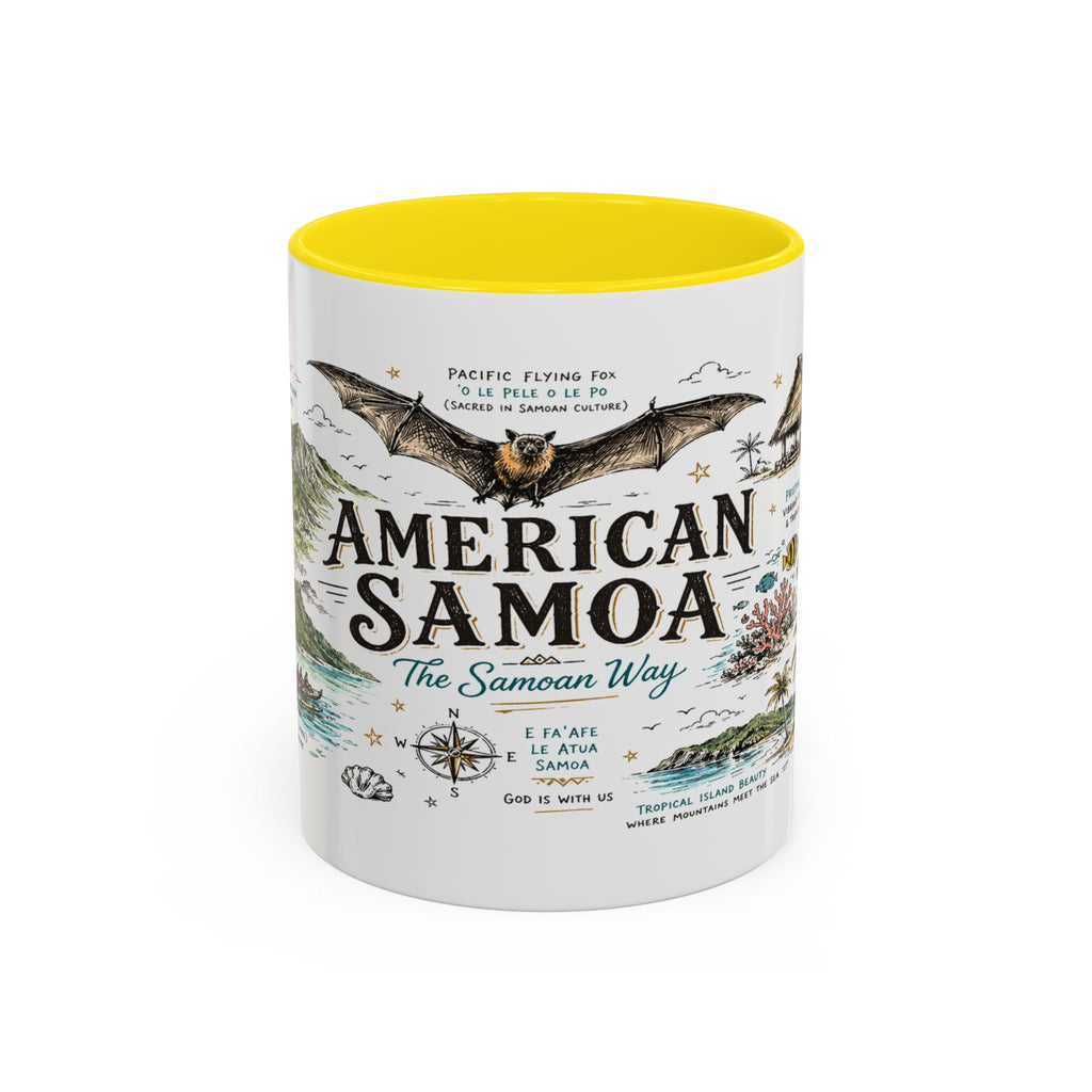 American Samoa National Park Coffee Mug | Pacific Island Rainforest Reef Gift | Accent Color Ceramic 11oz 15oz