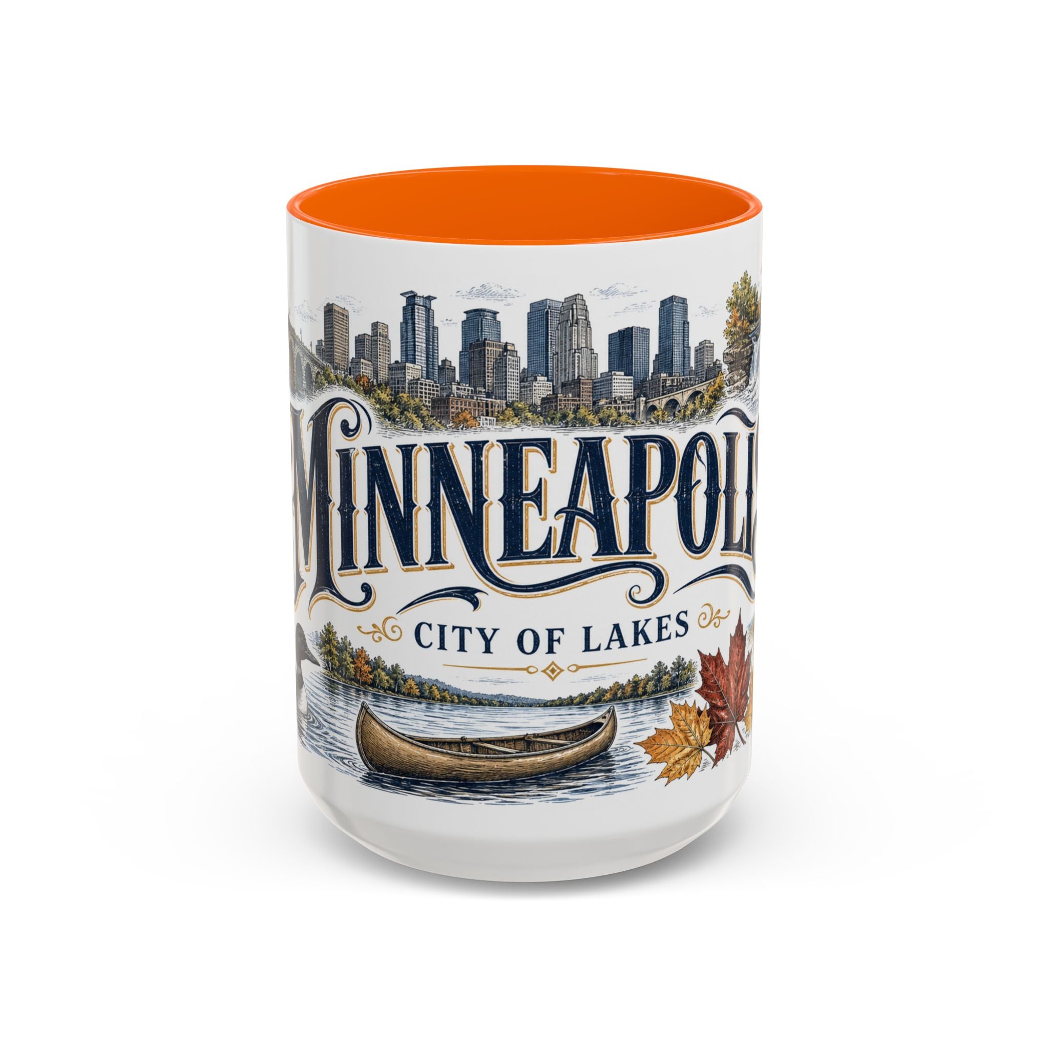 Minneapolis Coffee Mug | United States Travel Souvenir | Vintage Illustrated City Gift | 11 oz 15 oz Accent Mug