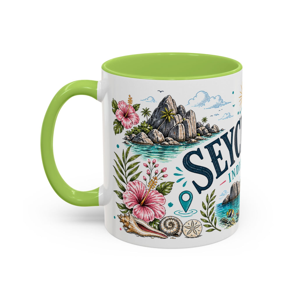 Seychelles Coffee Mug | Travel Destination Souvenir Gift | Accent Color Ceramic 11oz 15oz