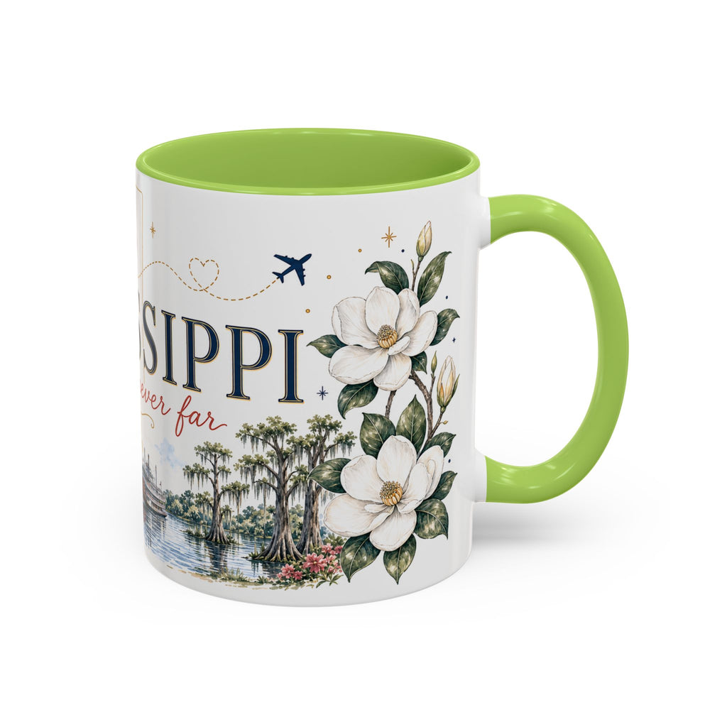 Mississippi State Map Mug | Moving Away, Homesick Gift | Botanical Accent Coffee Cup