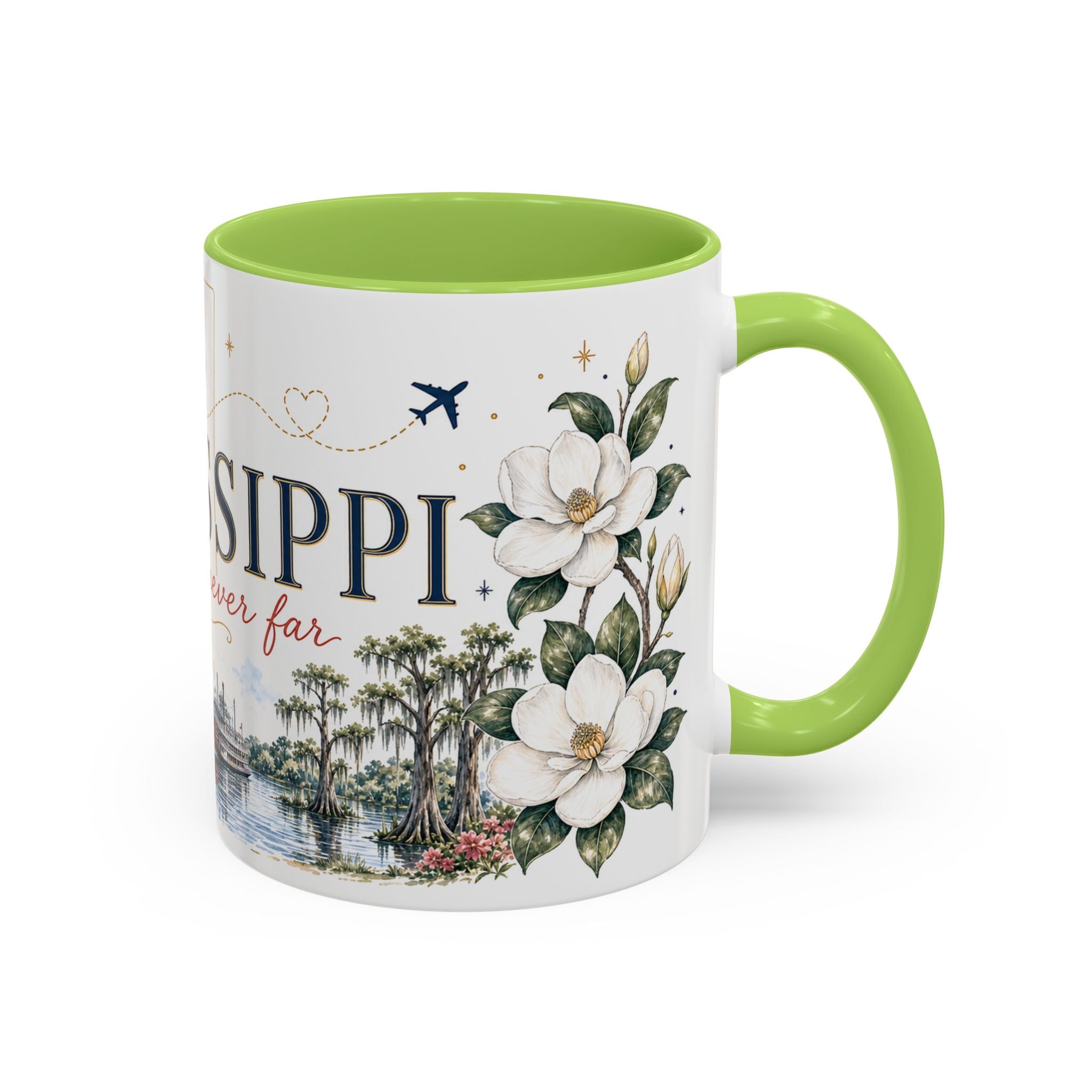 Mississippi State Map Mug | Moving Away, Homesick Gift | Botanical Accent Coffee Cup
