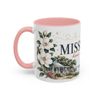 Mississippi State Map Mug | Moving Away, Homesick Gift | Botanical Accent Coffee Cup